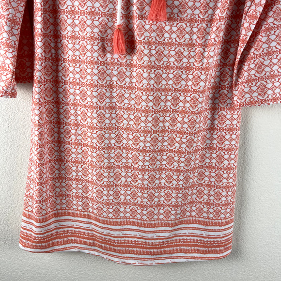 Cabana Life x Talbots Dress Womens Small Orange Geometric Tassel Strechy - Picture 3 of 12
